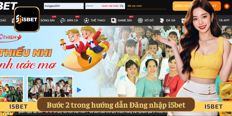Bước 2 trong hướng dẫn Đăng nhập i5bet