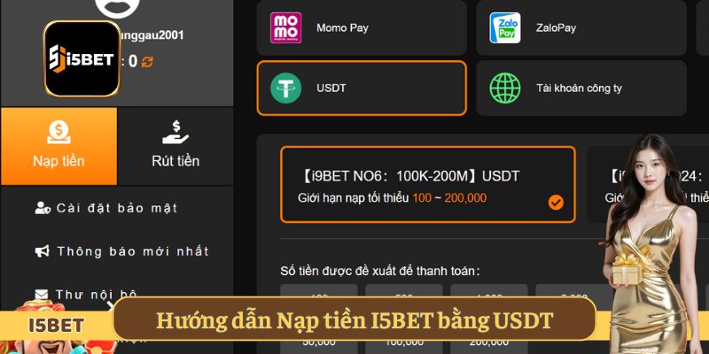 Hướng dẫn Nạp tiền I5BET bằng USDT