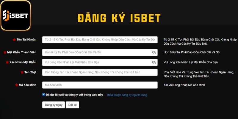 Quy trình tạo tài khoản chơi I5bet chính xác